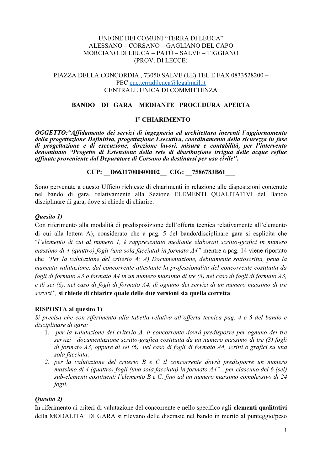 Alessano Corsano Gagliano Del Capo Morciano Di Leuca Patù Salve Tiggiano (Prov