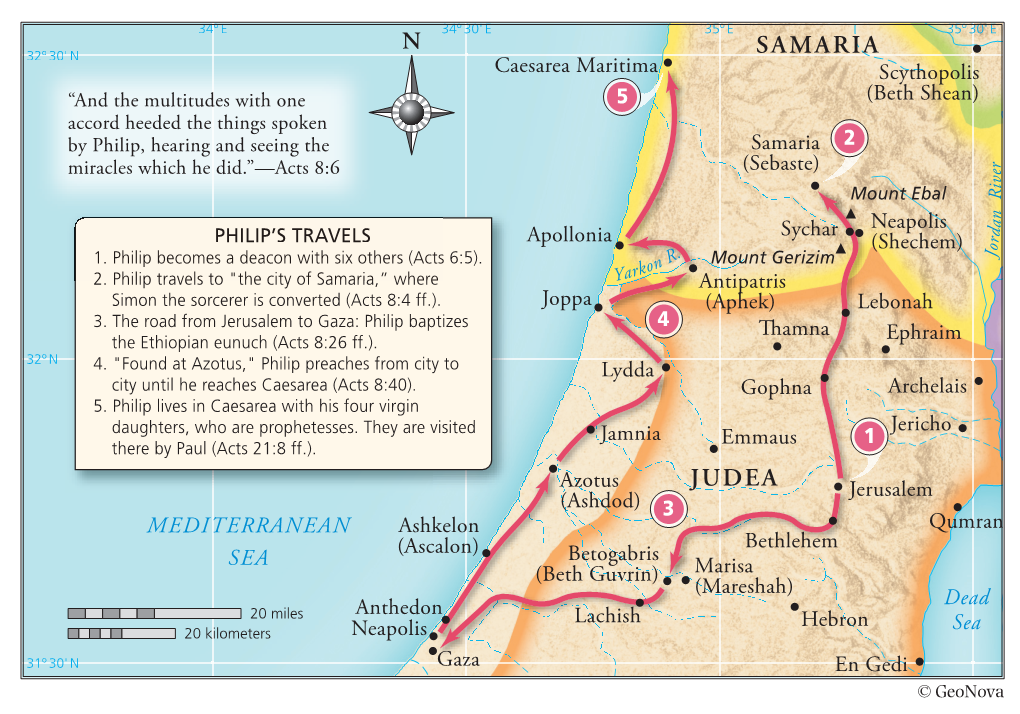 Eunuch on the Road to Gaza Before Continuing on from Azotus to Caesarea