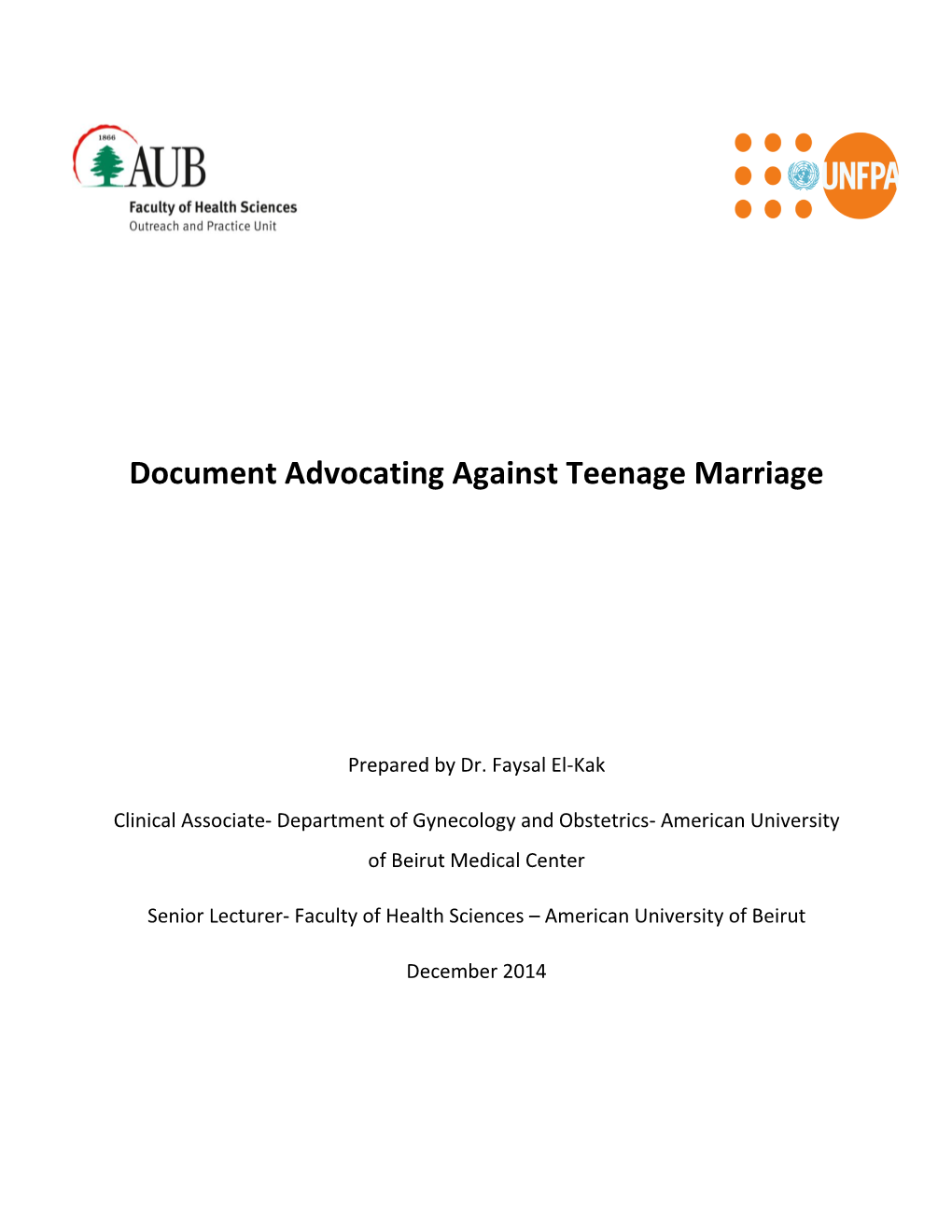 Document Advocating Against Teenage Marriage