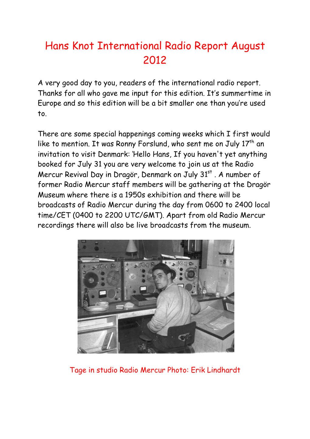 Hans Knot International Radio Report August 2012