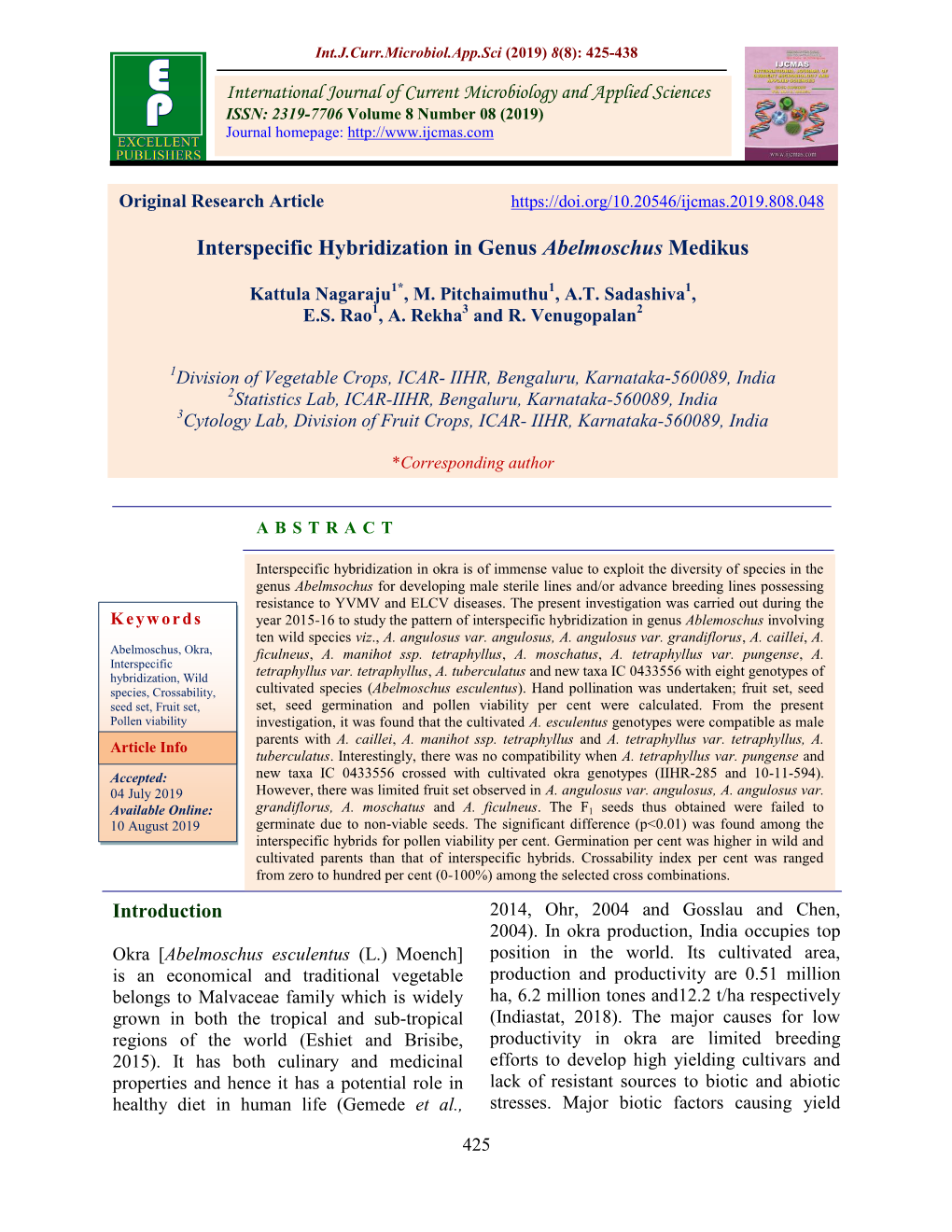 Interspecific Hybridization in Genus Abelmoschus Medikus