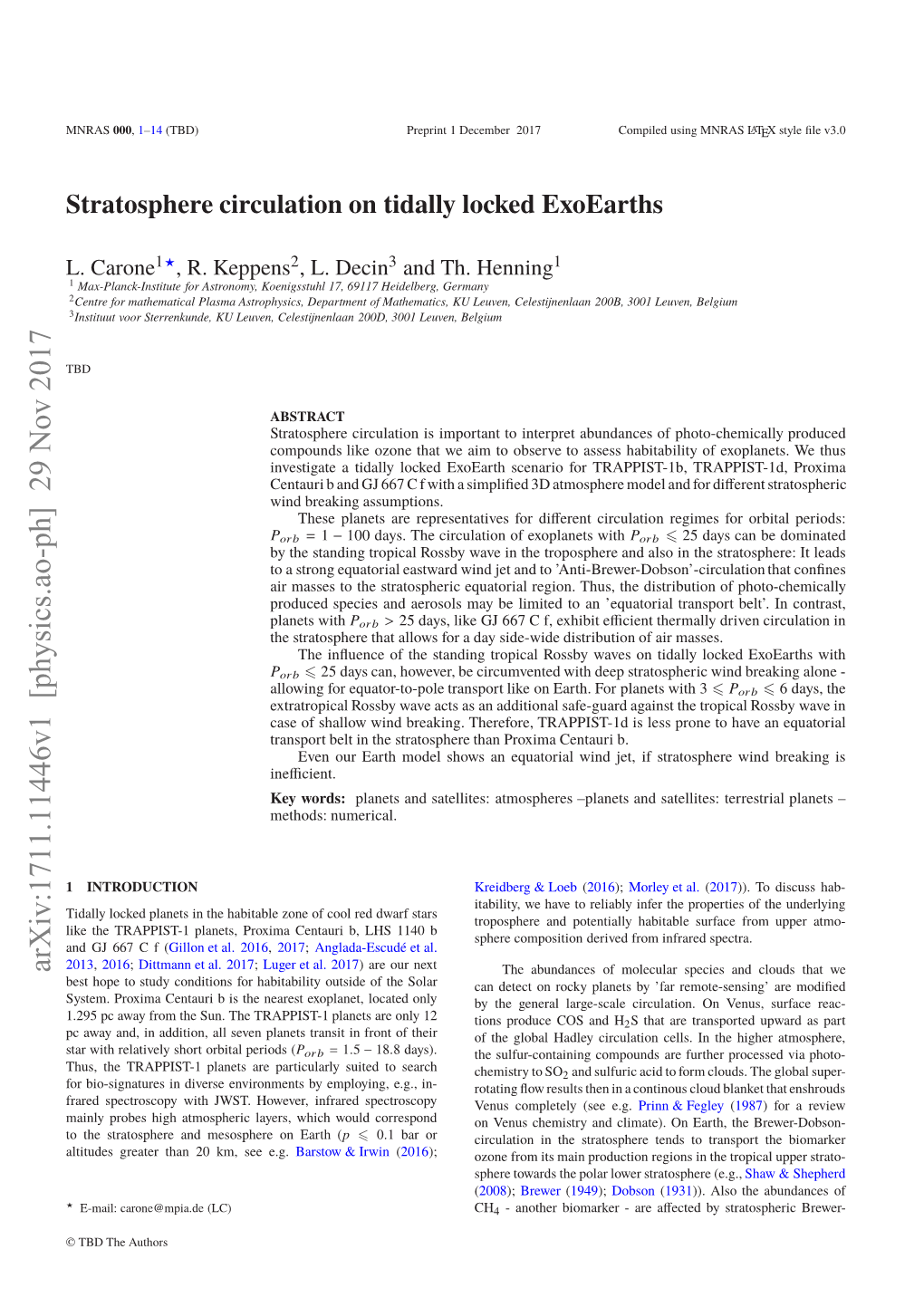 Stratosphere Circulation on Tidally Locked Exoearths