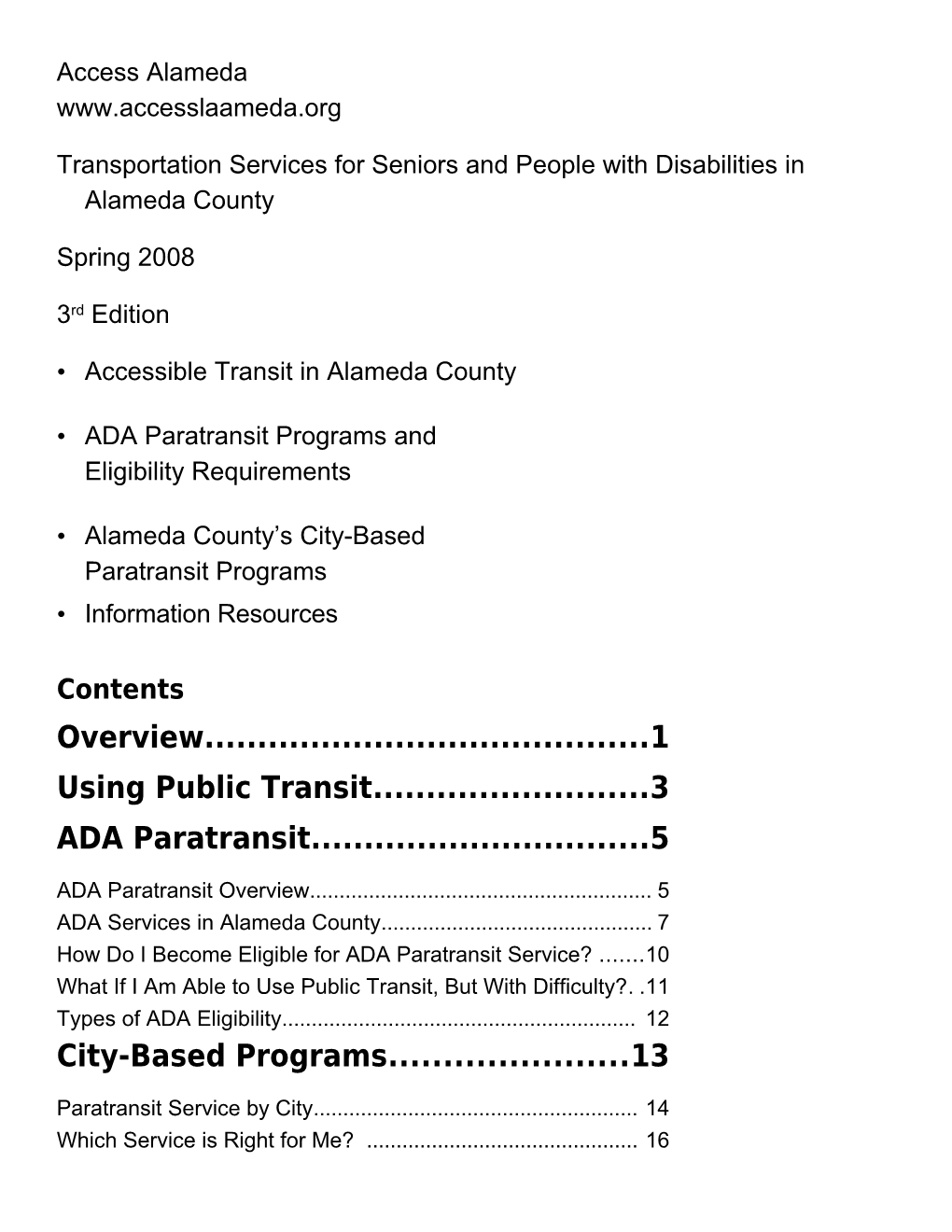 Transportation Services for Seniors and People with Disabilities in Alameda County