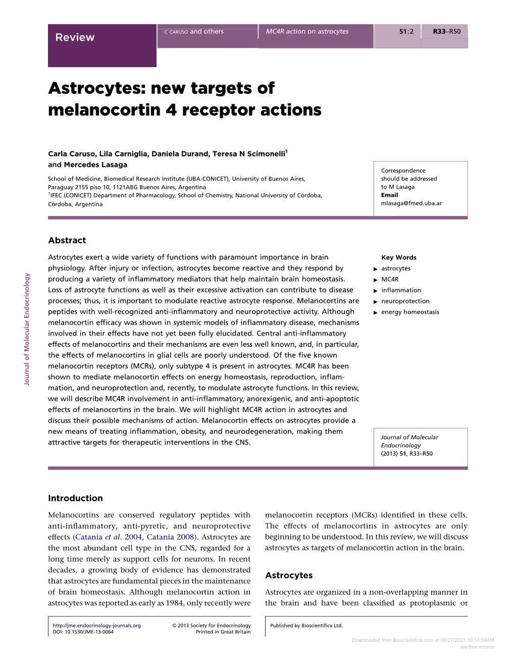 New Targets of Melanocortin 4 Receptor Actions