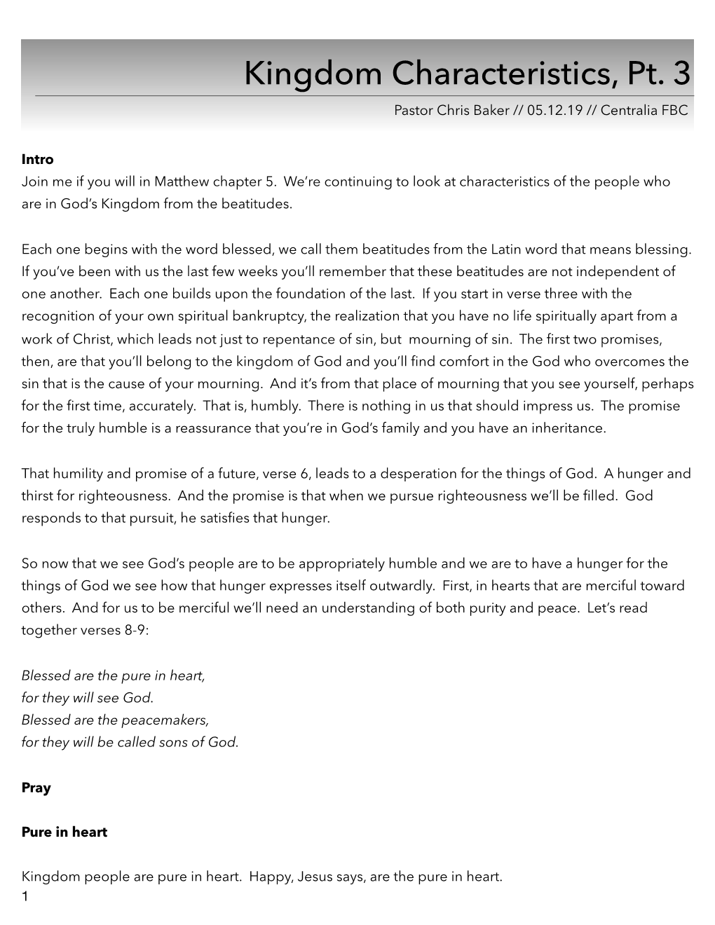 Matthew 5 8-10 For