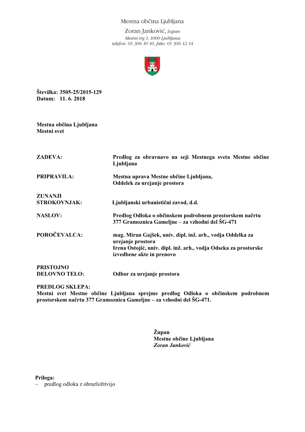 Predlog Odloka O Občinskem Podrobnem Prostorskem Načrtu 377