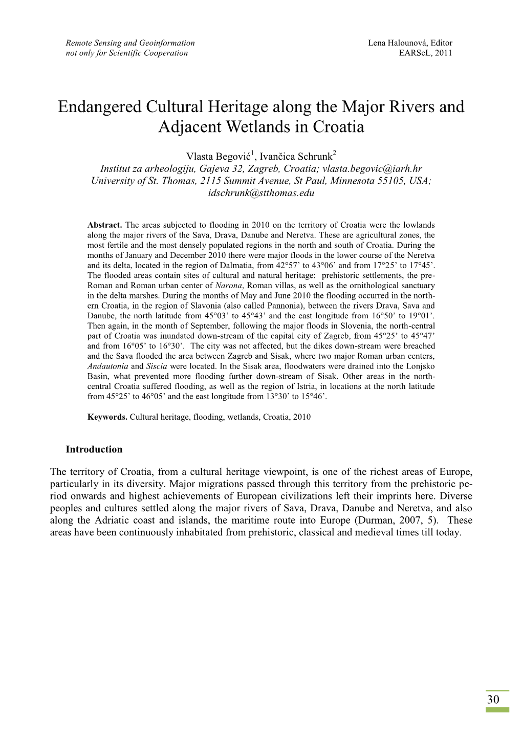 Endangered Cultural Heritage Along the Major Rivers and Adjacent Wetlands in Croatia