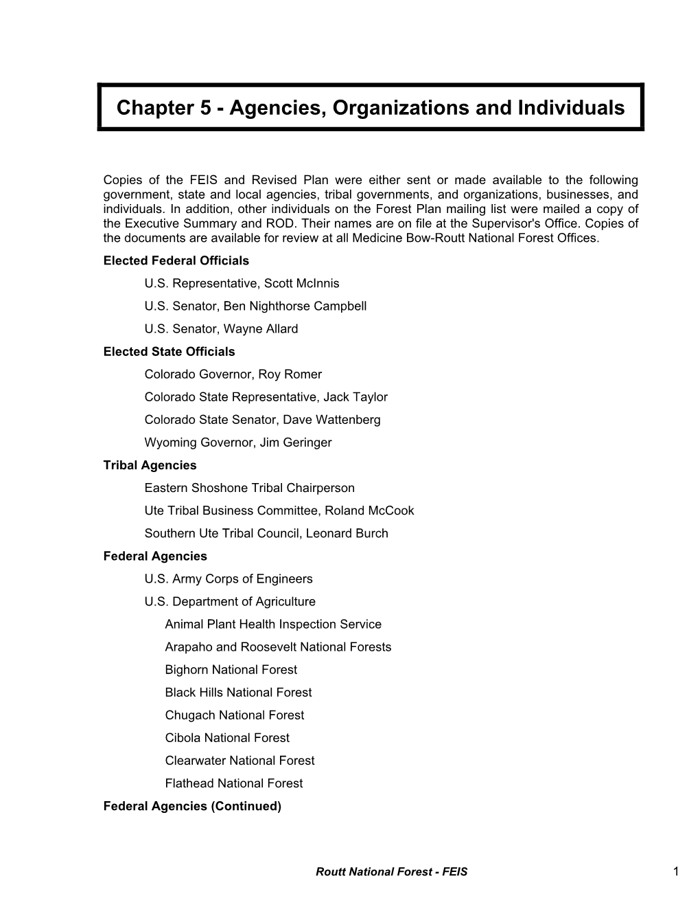 Chapter 5 - Agencies, Organizations and Individuals