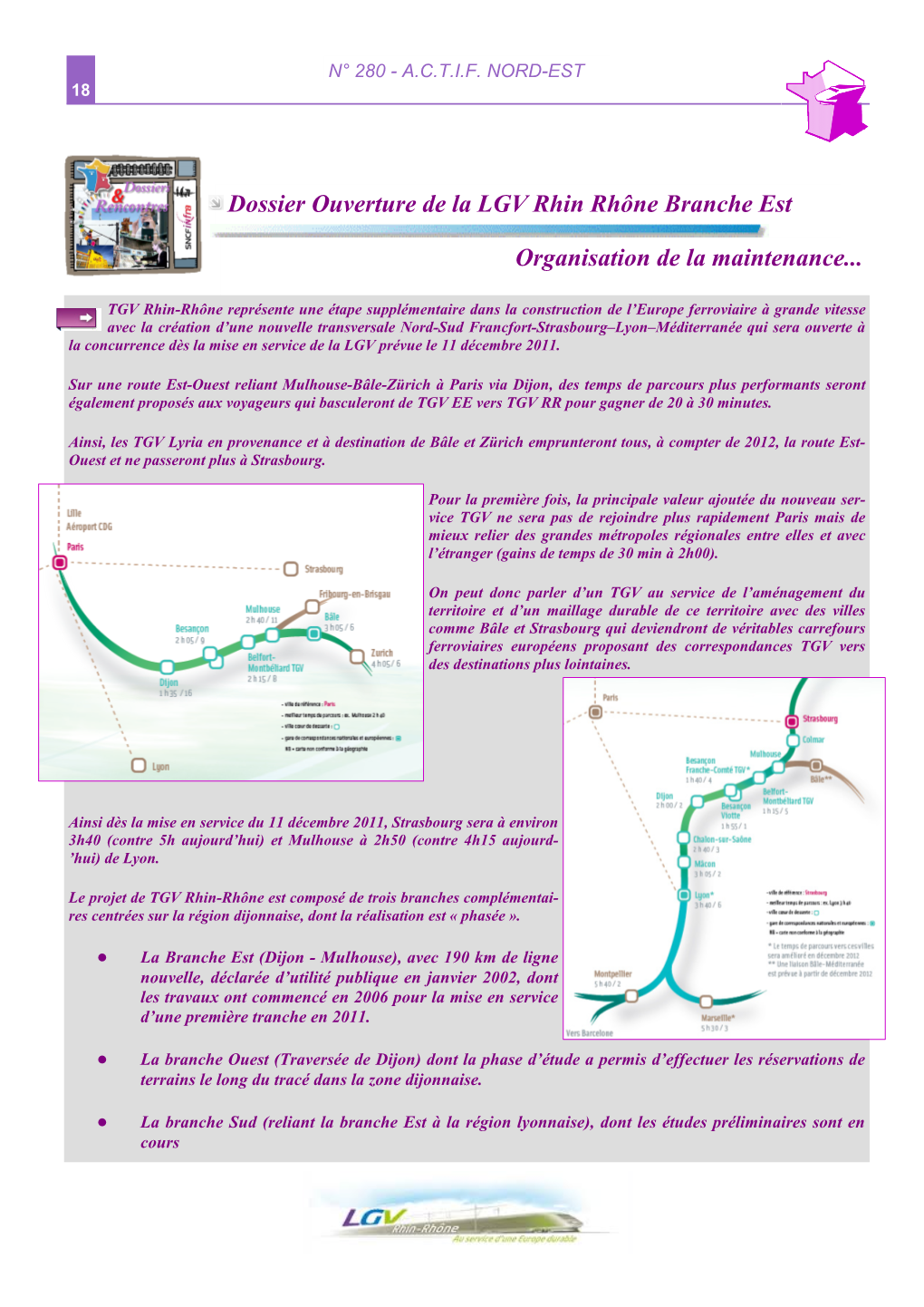 Organisation De La Maintenance... Dossier Ouverture De La LGV Rhin