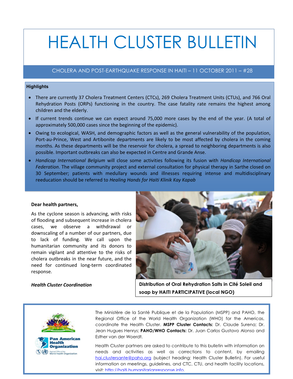 Health Cluster Bulletin