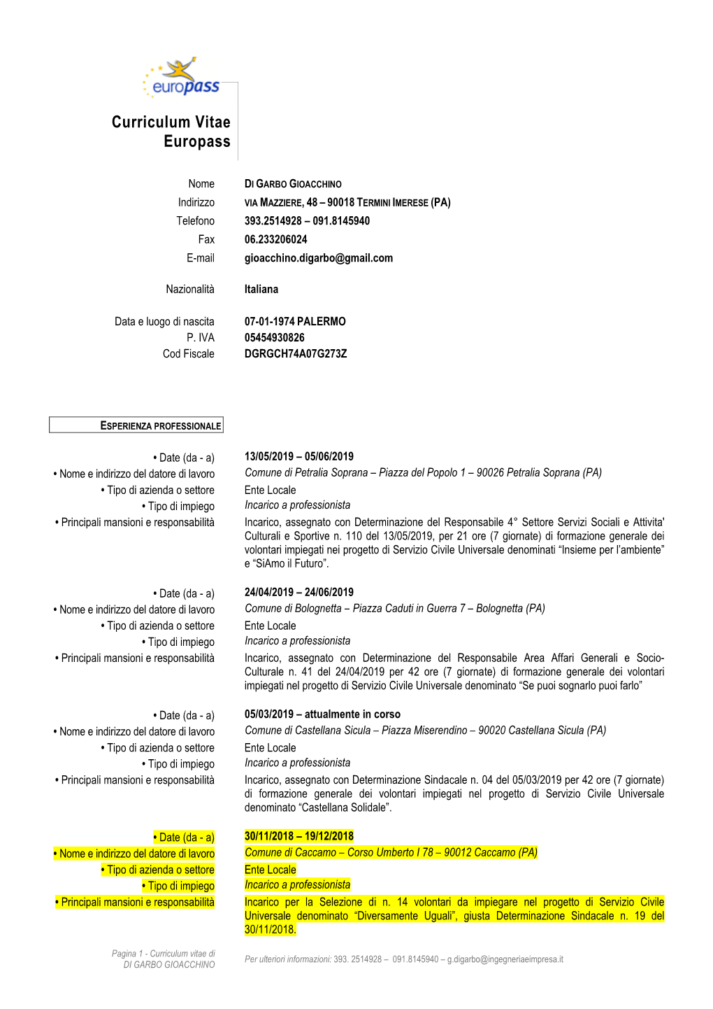 Curriculum Vitae Europass