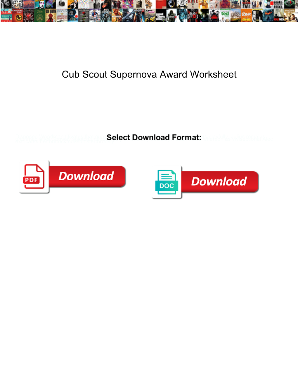 Cub Scout Supernova Award Worksheet