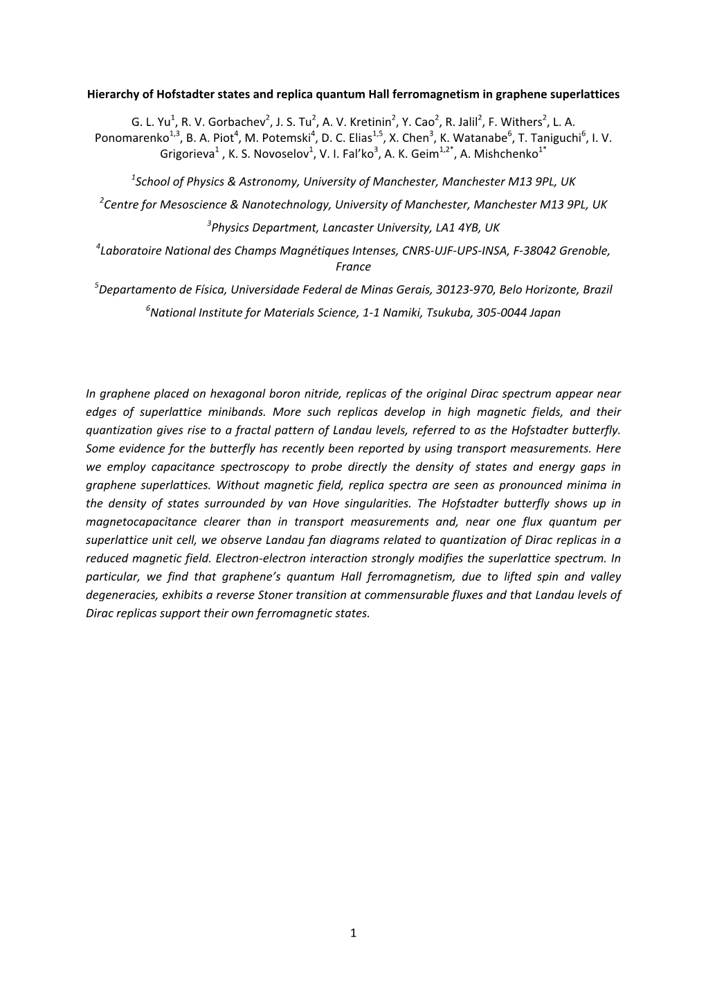 1 Hierarchy of Hofstadter States and Replica Quantum Hall