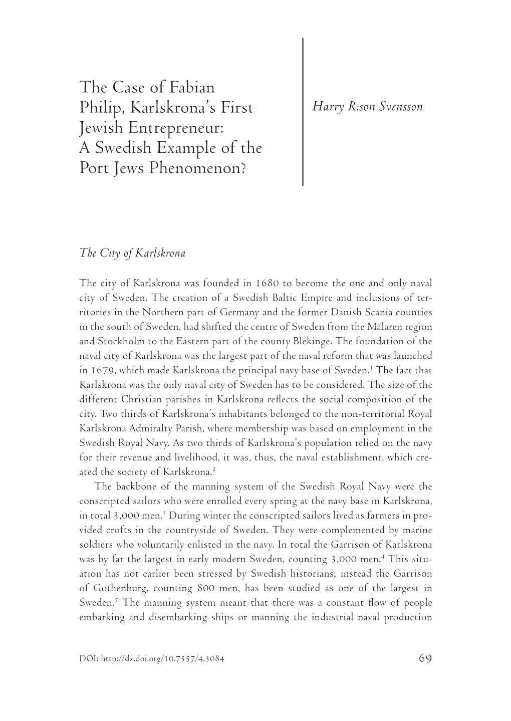 The Case of Fabian Philip, Karlskrona's First Jewish