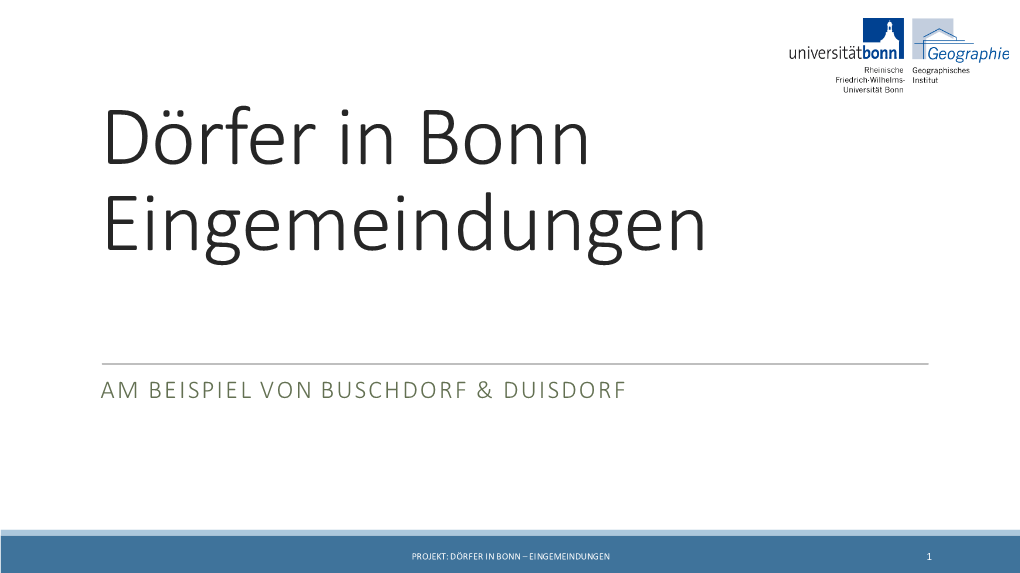 Dörfer in Bonn: Eingemeindungen
