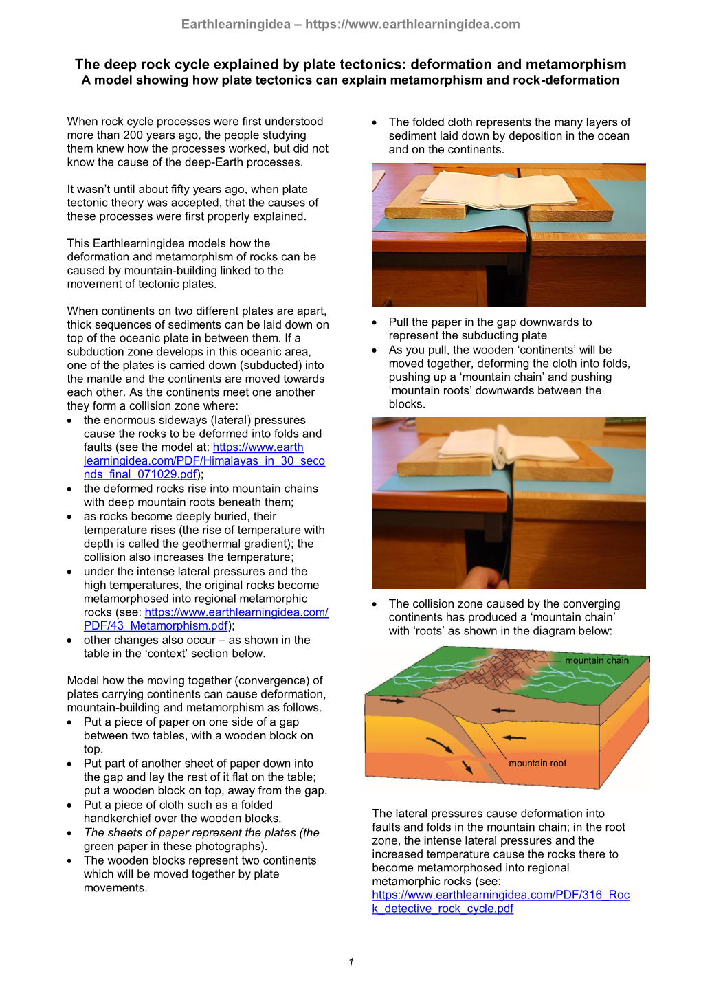 The Deep Rock Cycle Explained by Plate Tectonics: Deformation and Metamorphism a Model Showing How Plate Tectonics Can Explain Metamorphism and Rock-Deformation