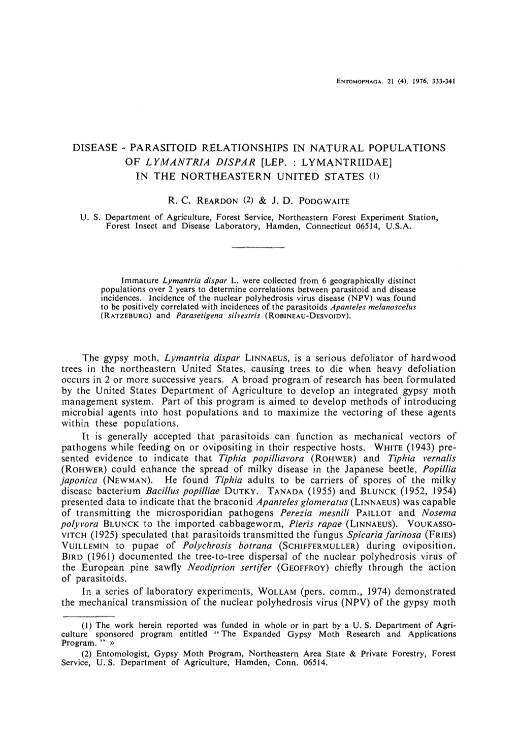 Disease-Parasitoid Relationships in Natural