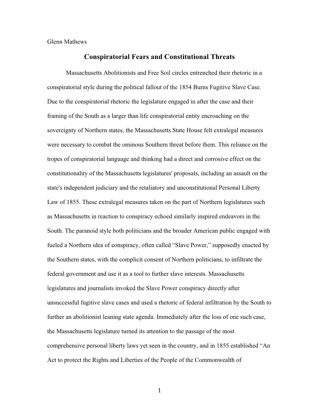 Conspiratorial Fears and Constitutional Threats Final