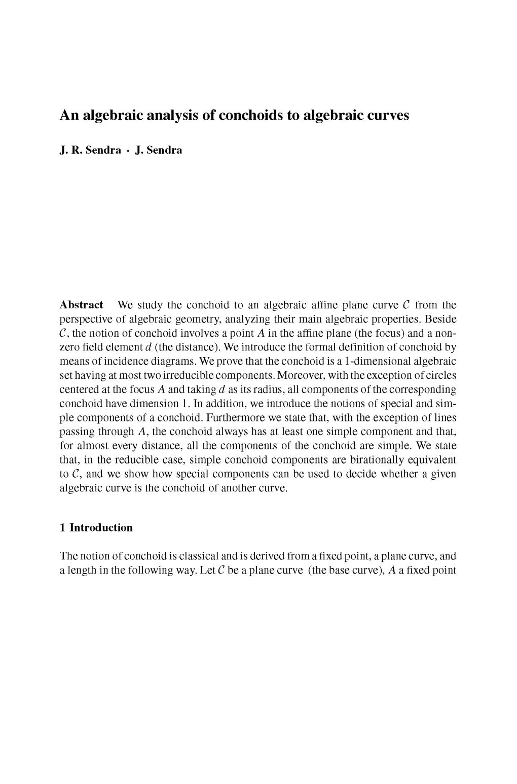 An Algebraic Analysis of Conchoids to Algebraic Curves