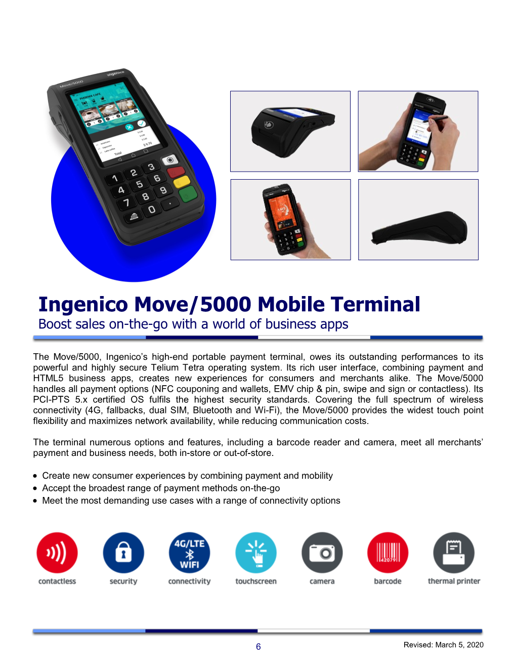 Ingenico Move/5000 Mobile Terminal Boost Sales On-The-Go with a World of Business Apps