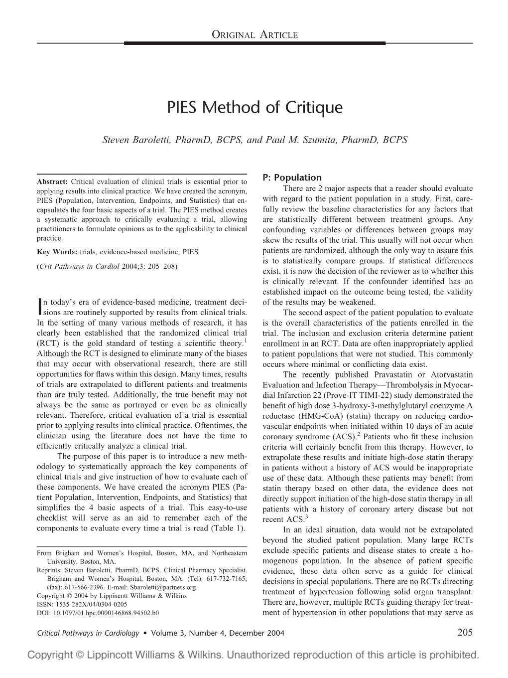 PIES Method of Critique