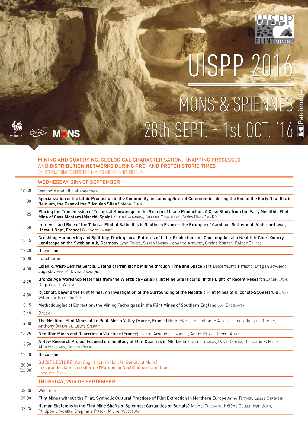 UISPP 2016 MONS & SPIENNES 28Th SEPT