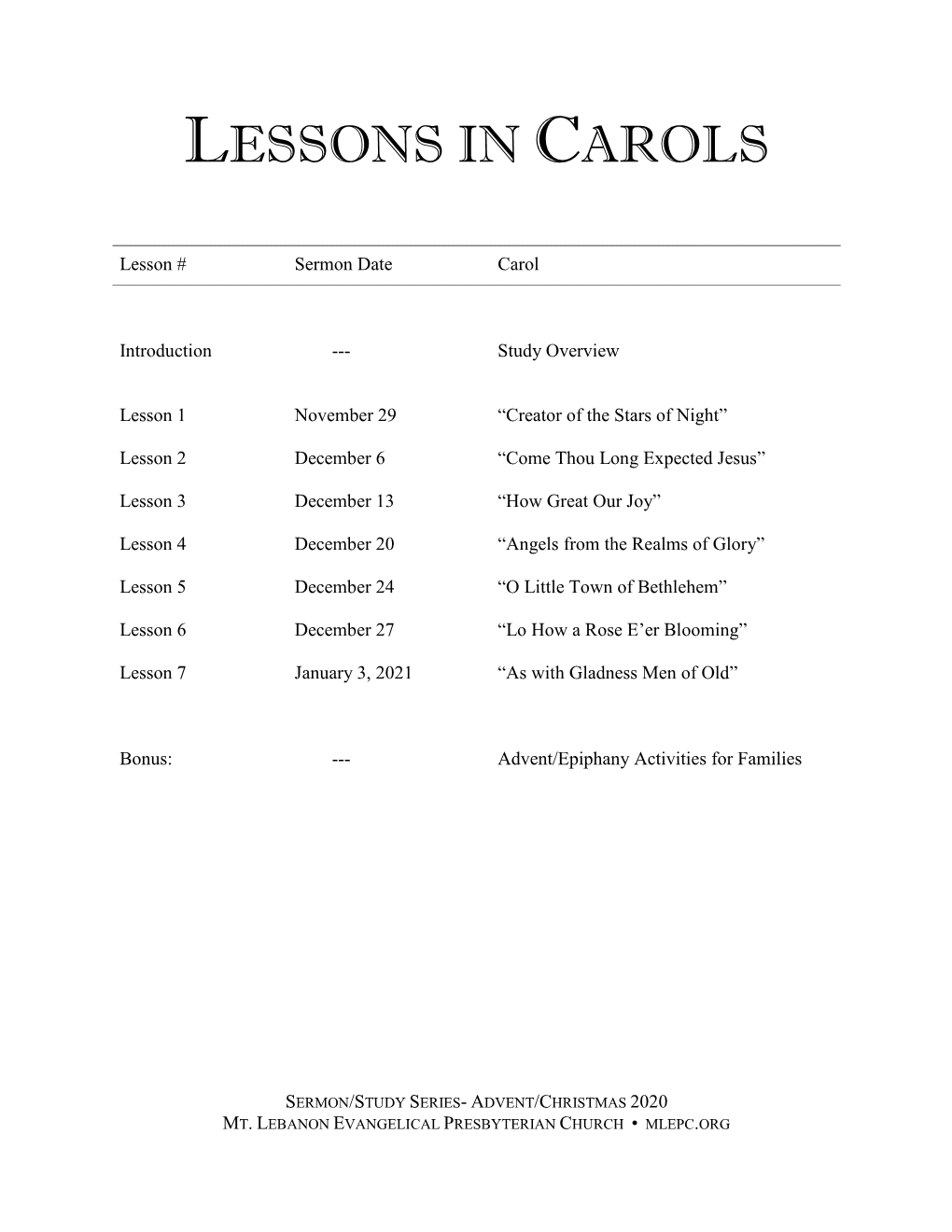 Lessons in Carols