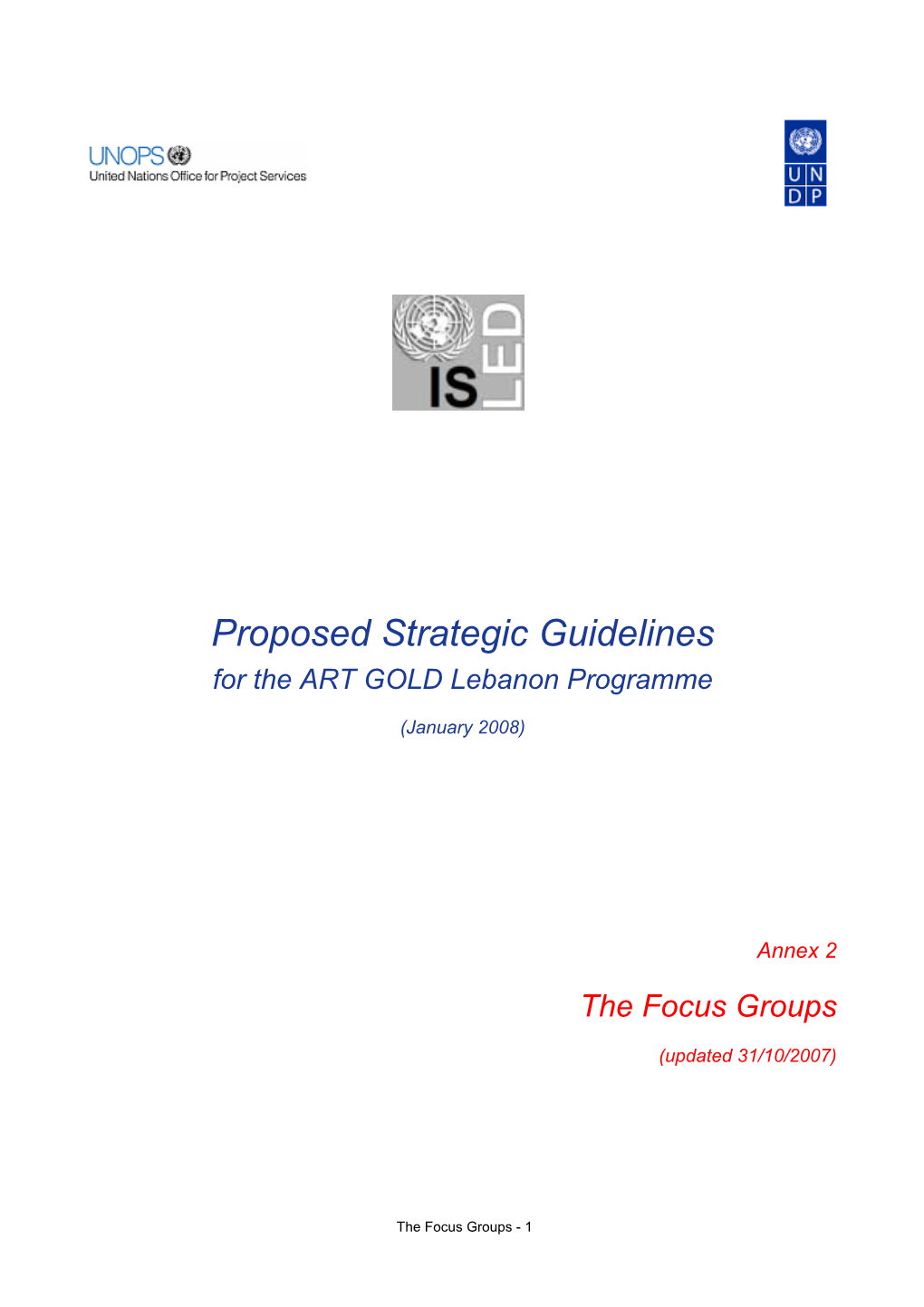 Proposed Strategic Guidelines for the ART GOLD Lebanon Programme