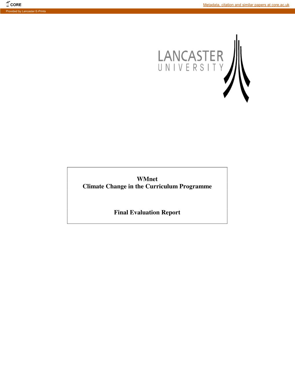 Wmnet Climate Change in the Curriculum Programme Final