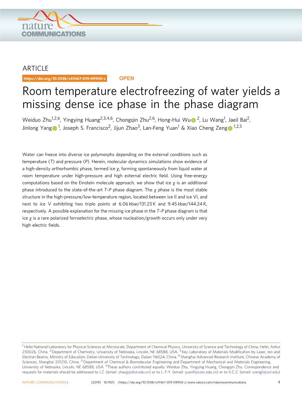 Room Temperature Electrofreezing of Water Yields a Missing Dense Ice Phase in the Phase Diagram