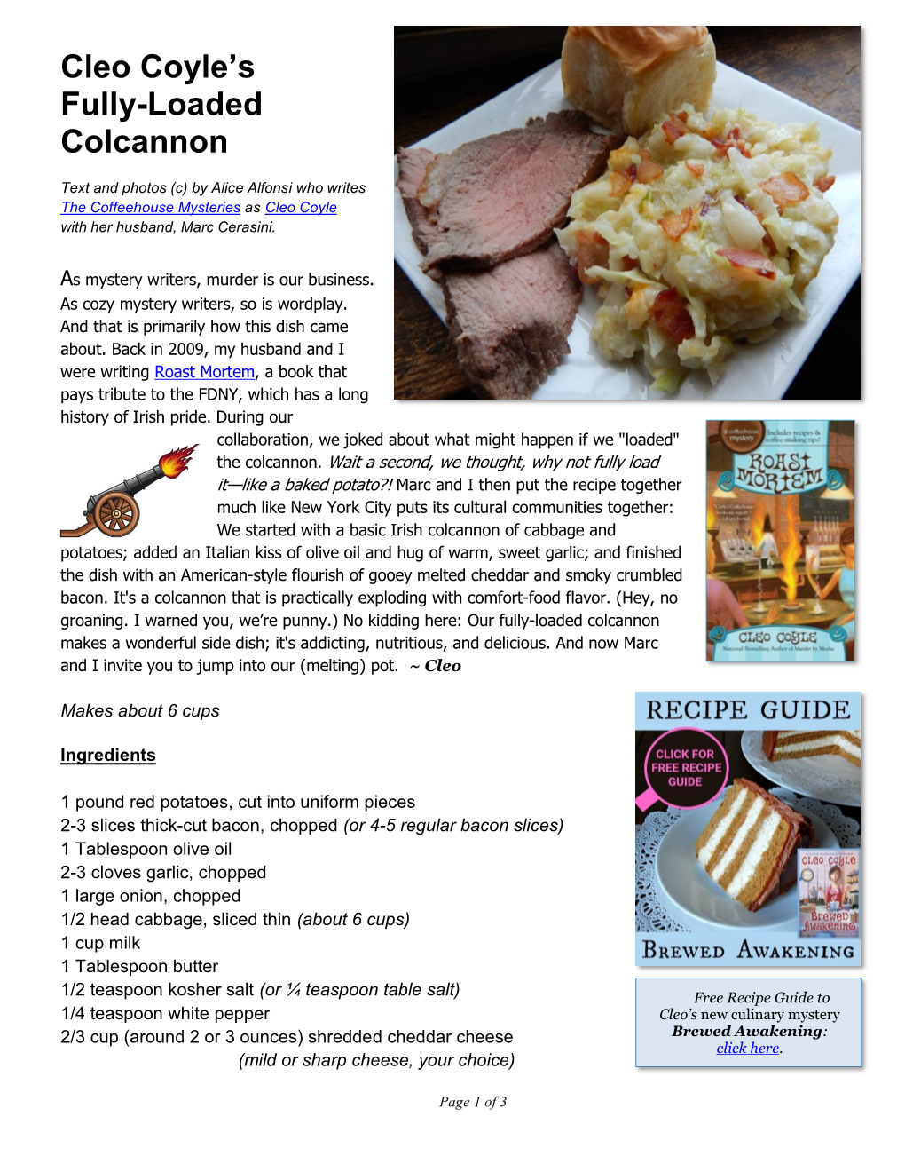 Cleo Coyle's Fully Loaded Colcannon