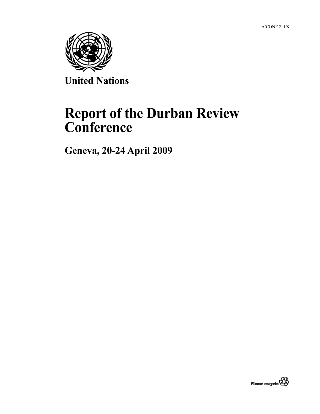 Report of the Durban Review Conference