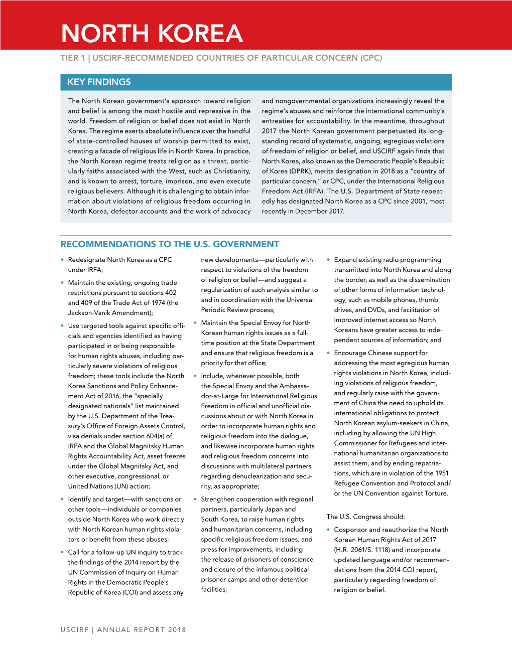 North Korea Tier 1 | Uscirf-Recommended Countries of Particular Concern (Cpc)