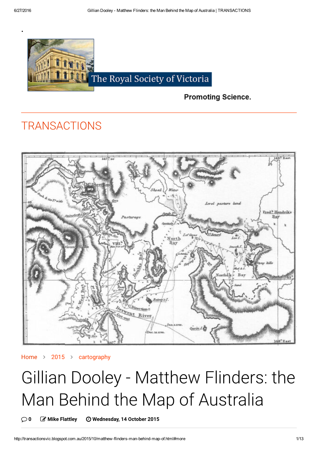 Gillian Dooley ­ Matthew Flinders: the Man Behind the Map of Australia | TRANSACTIONS