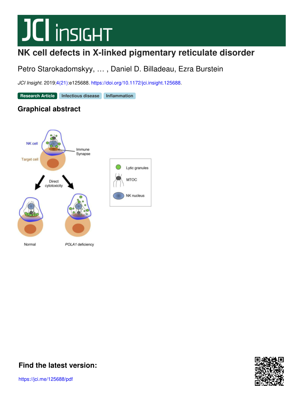 NK Cell Defects in X-Linked Pigmentary Reticulate Disorder