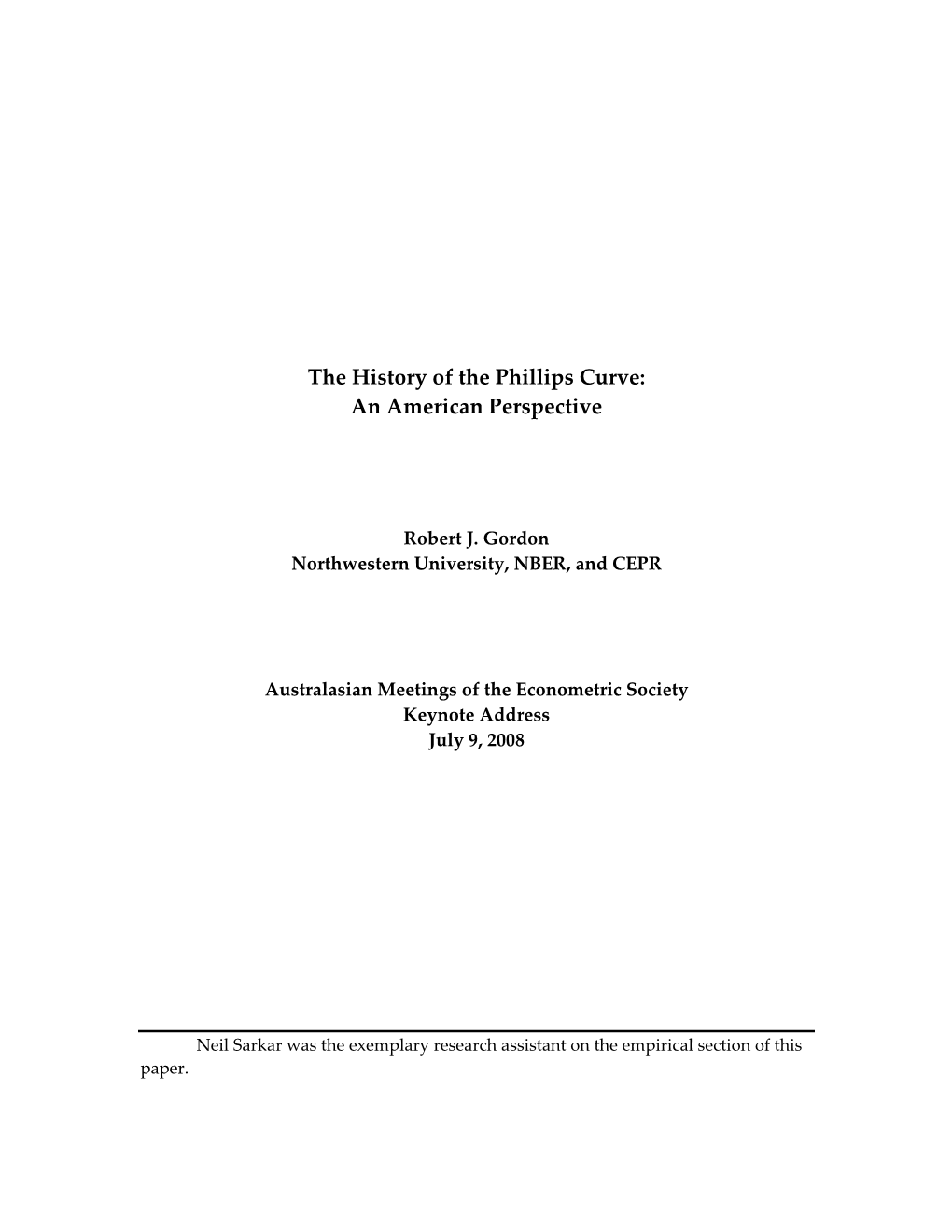 The History of the Phillips Curve: an American Perspective