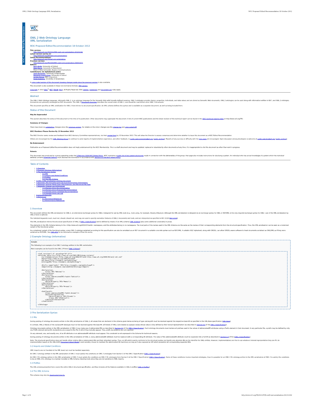 OWL 2 Web Ontology Language XML Serialization W3C Proposed Edited Recommendation 18 October 2012