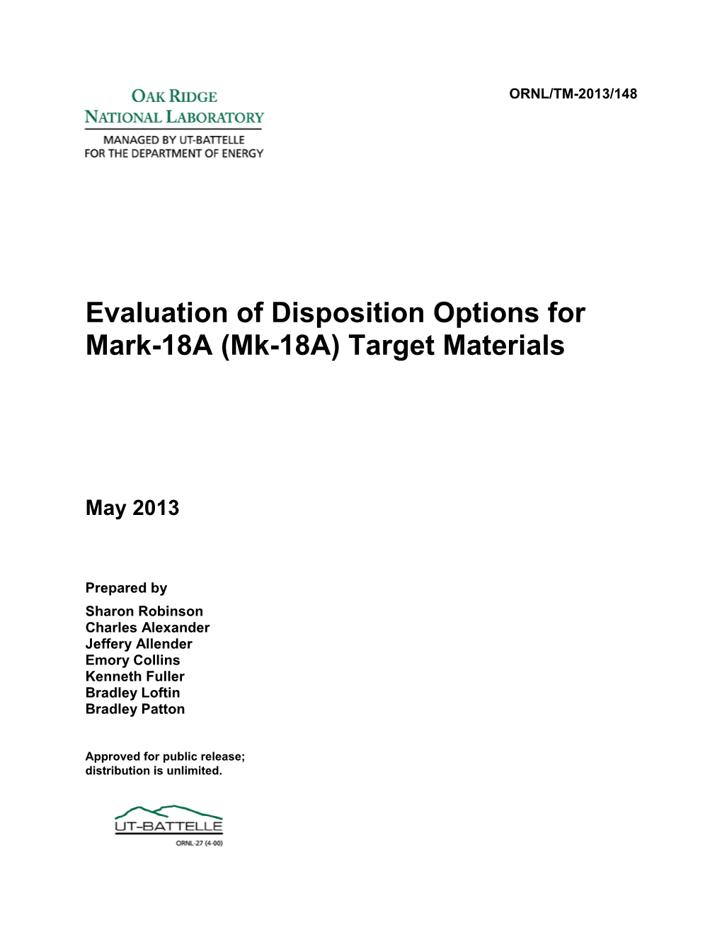 Mk-18A) Target Materials