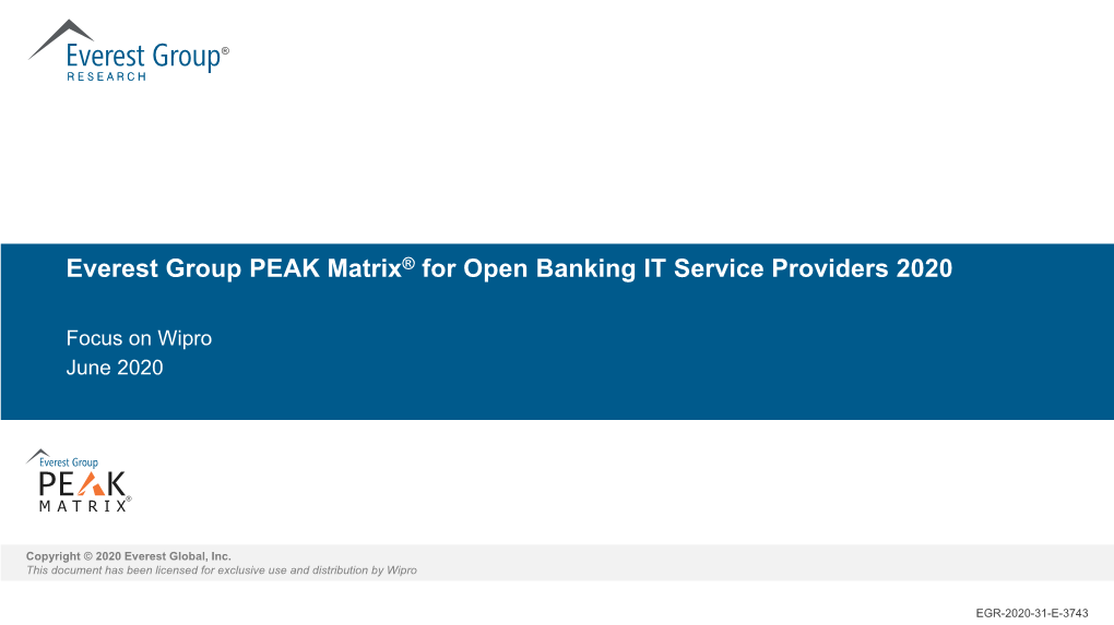 Everest Group PEAK Matrix® for Open Banking IT Service Providers 2020