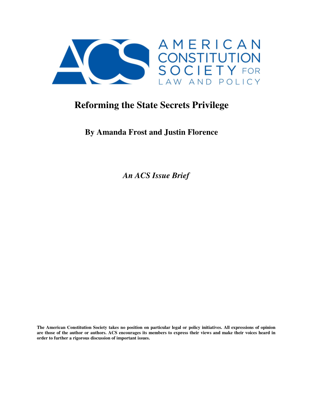 Reforming the State Secrets Privilege