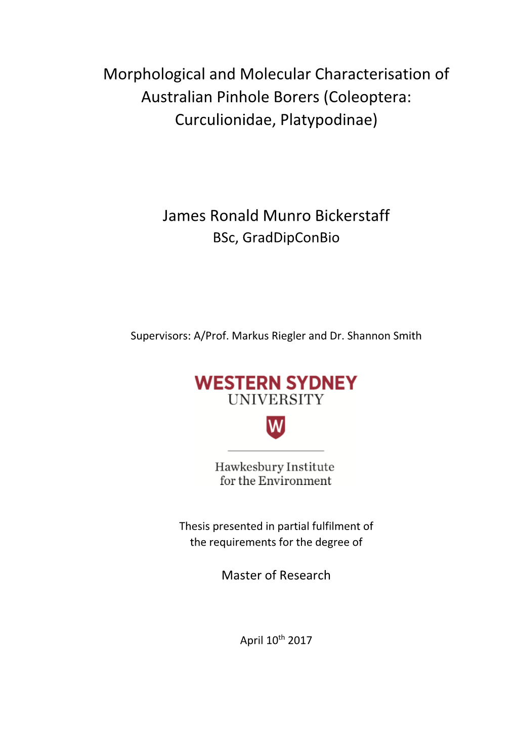 Morphological and Molecular Characterisation of Australian Pinhole Borers (Coleoptera: Curculionidae, Platypodinae)