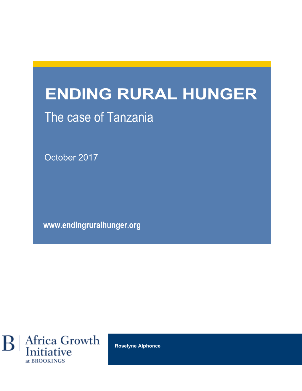 Ending Rural Hunger Tanzania Case Study