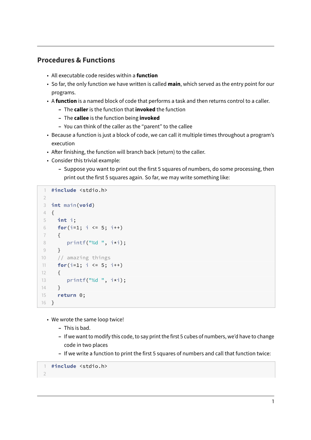 Unit 6: Procedures & Functions