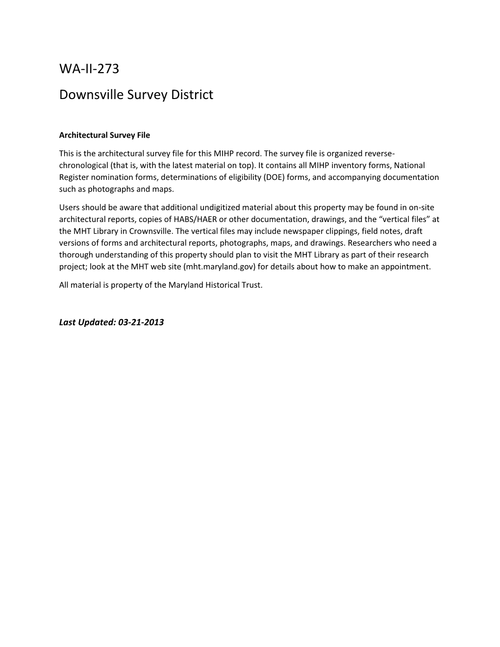 WA-II-273 Downsville Survey District