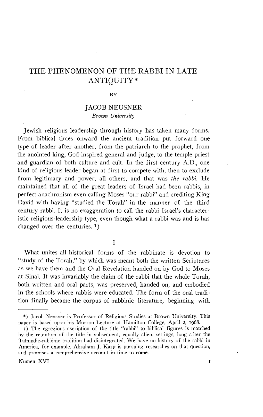 The Phenomenon of the Rabbi in Late Antiquity* by Jacob