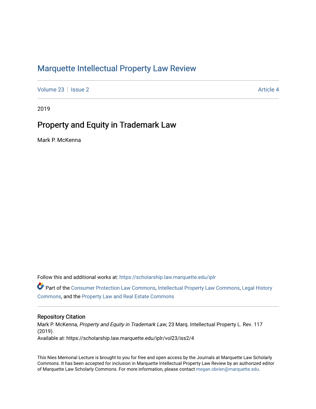 Property and Equity in Trademark Law