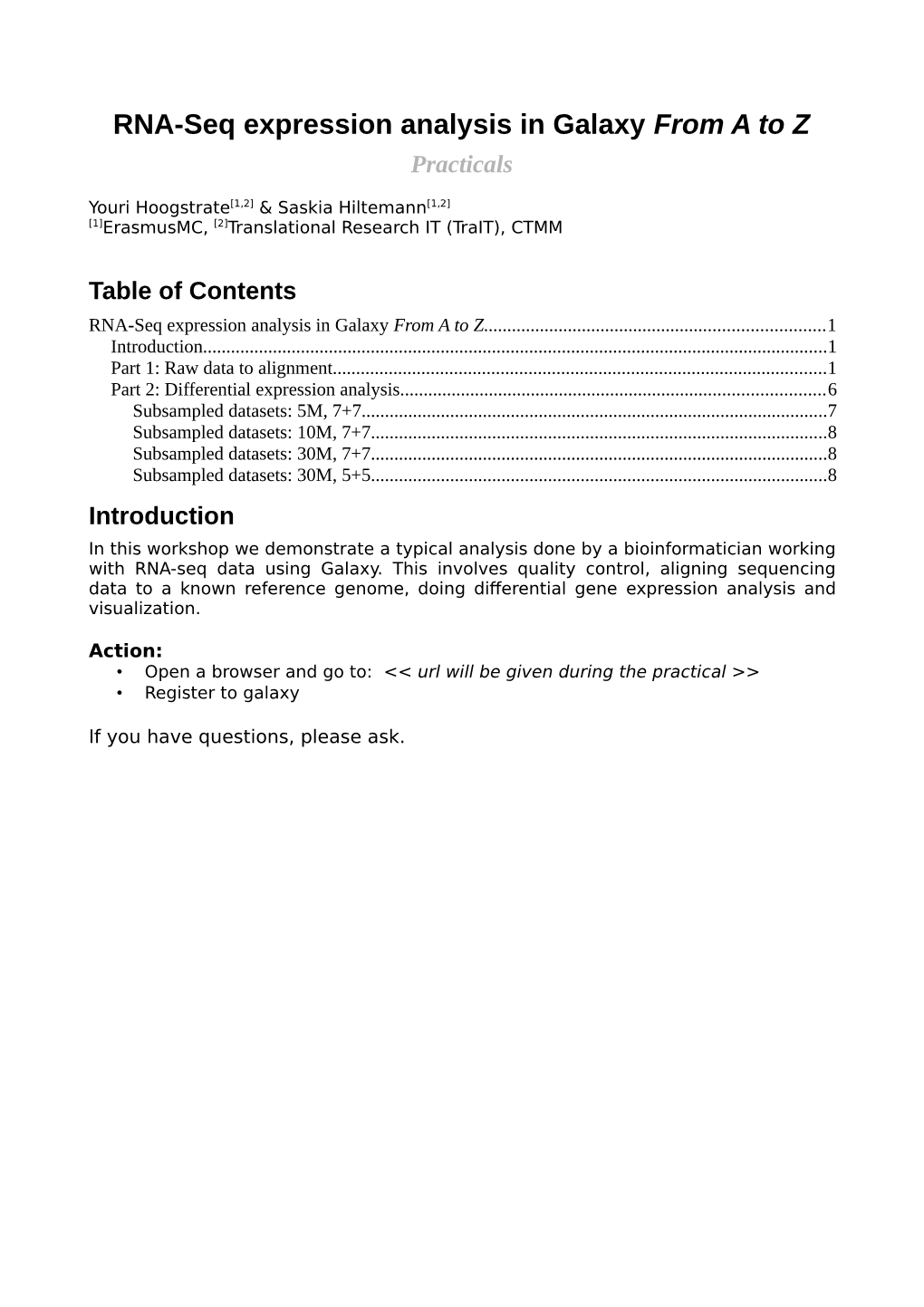 RNA-Seq Expression Analysis in Galaxy from a to Z Practicals