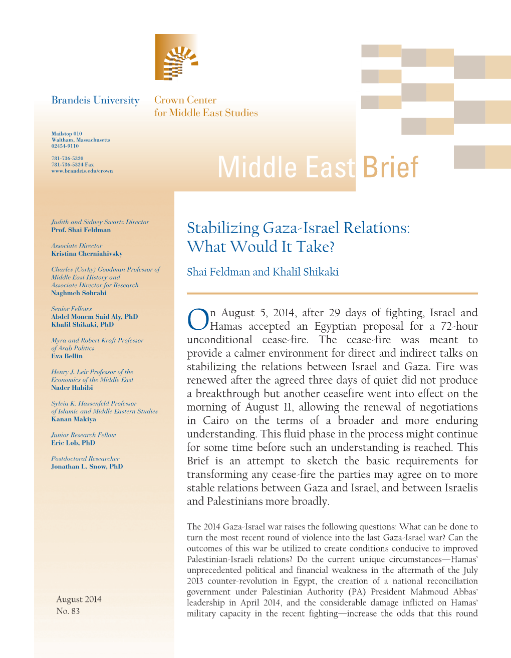 Middle East Brief 83