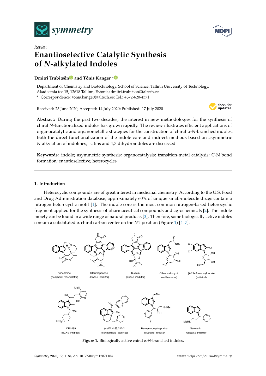 Enantioselective Catalytic Synthesis of N-Alkylated Indoles