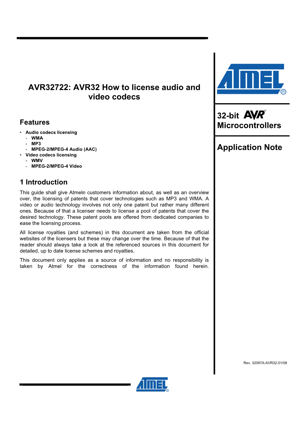 AVR32722: AVR32 How to License Audio and Video Codecs